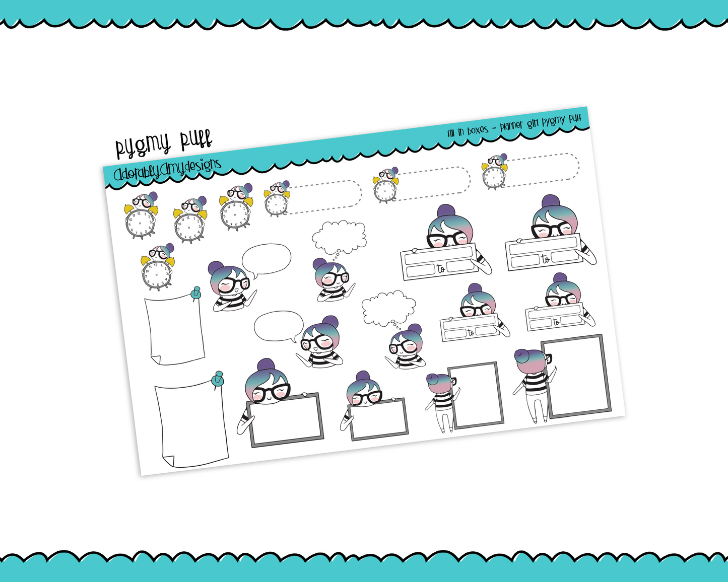 Planner Girls Character Stickers Fill In Boxes Appointment Labels Boxes Sticky Notes Planner Stickers for any Planner or Insert - Adorably Amy Designs