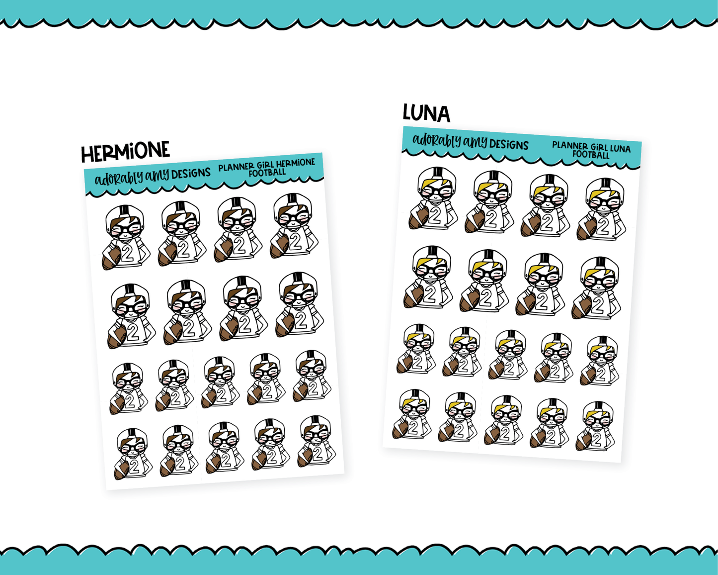Doodled Planner Girls Character Stickers Football Decoration Planner Stickers for any Planner or Insert