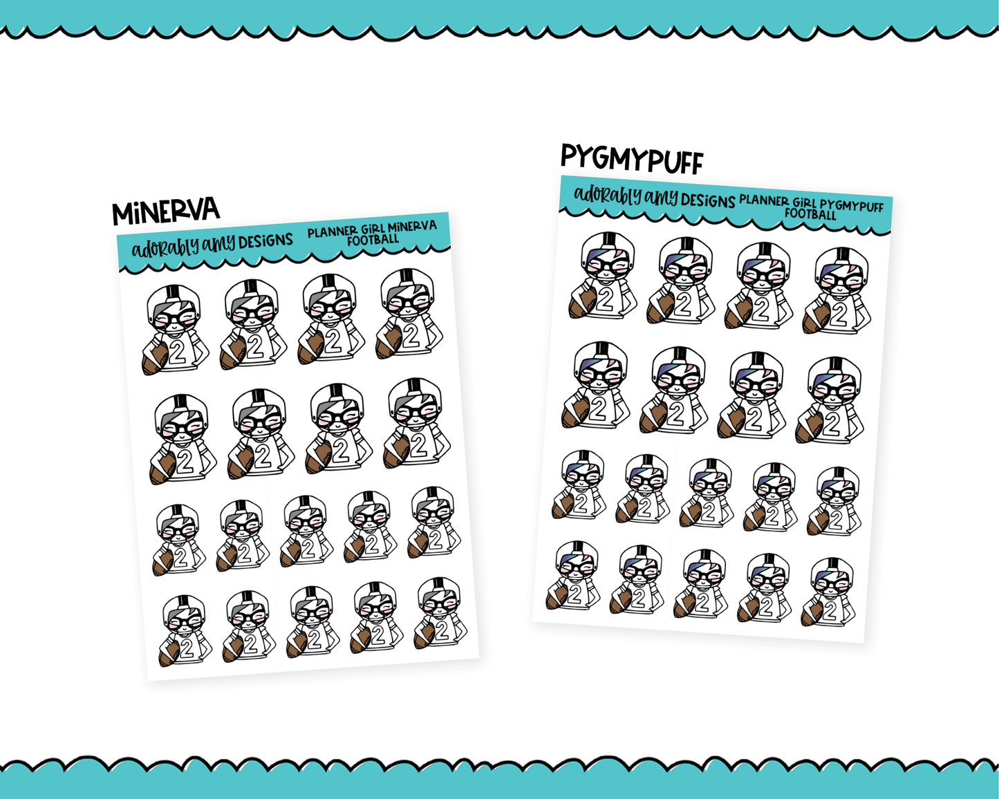 Doodled Planner Girls Character Stickers Football Decoration Planner Stickers for any Planner or Insert