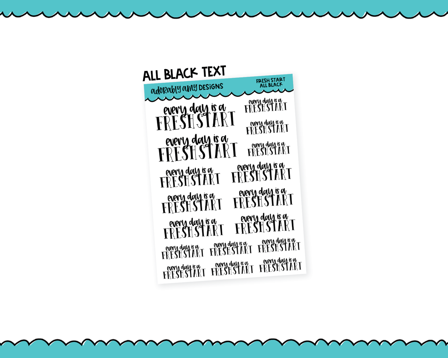 Rainbow or Black Fresh Start Inspirational Typography Planner Stickers for any Planner or Insert