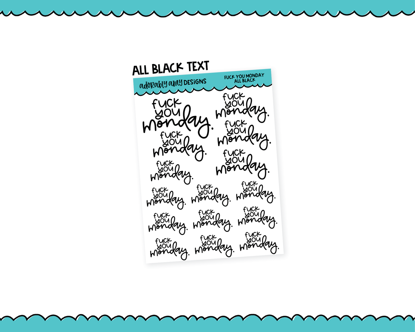 Rainbow or Black F*ck You Monday Snarky Typography Planner Stickers for any Planner or Insert