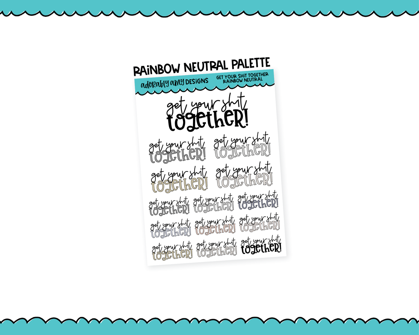 Rainbow or Black Get Your Shit Together Snarky Typography Planner Stickers for any Planner or Insert