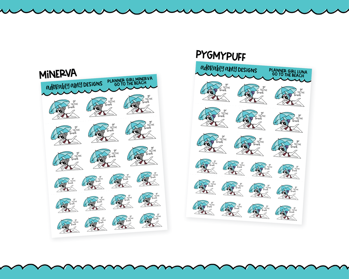 Doodled Planner Girls Character Stickers Go To Beach Decoration Planner Stickers for any Planner or Insert