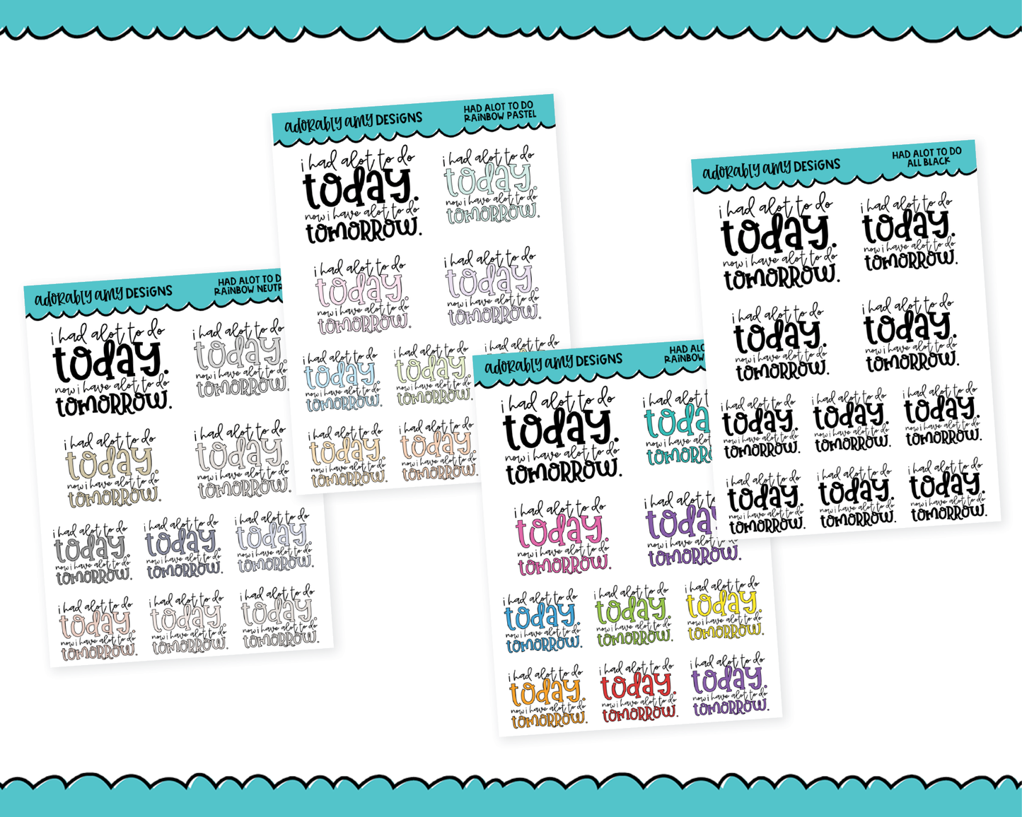 Rainbow or Black But Had Alot To Do Today Snarky Typography Planner Stickers for any Planner or Insert