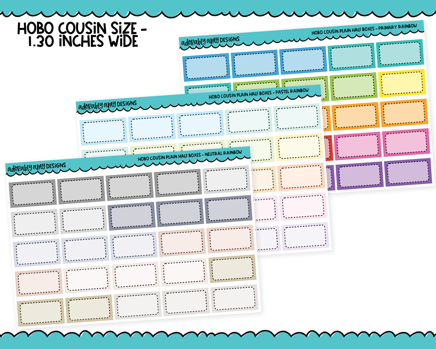 Hobo Cousin Rainbow Plain Half Box Planner Stickers for Hobo Cousin or any Planner or Insert