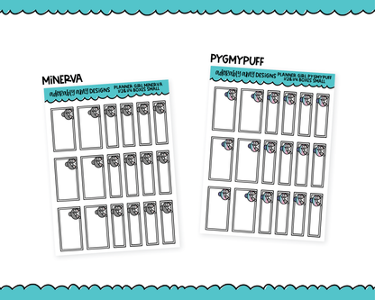 Doodled Planner Girls Character Stickers Half & Quarter Boxes 2 Sizes Planner Stickers for any Planner or Insert