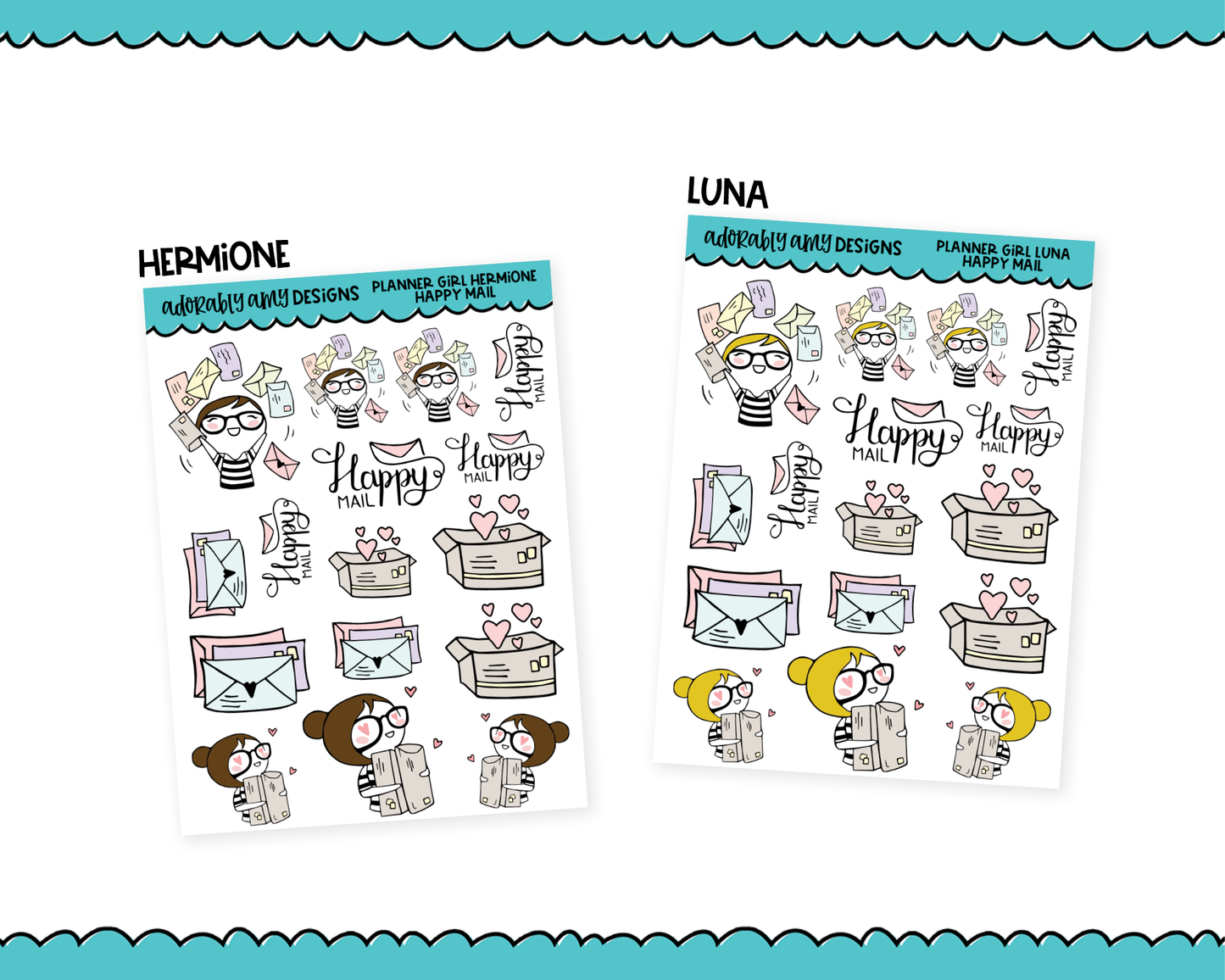 Doodled Planner Girls Character Stickers Happy Mail Decoration Planner Stickers for any Planner or Insert