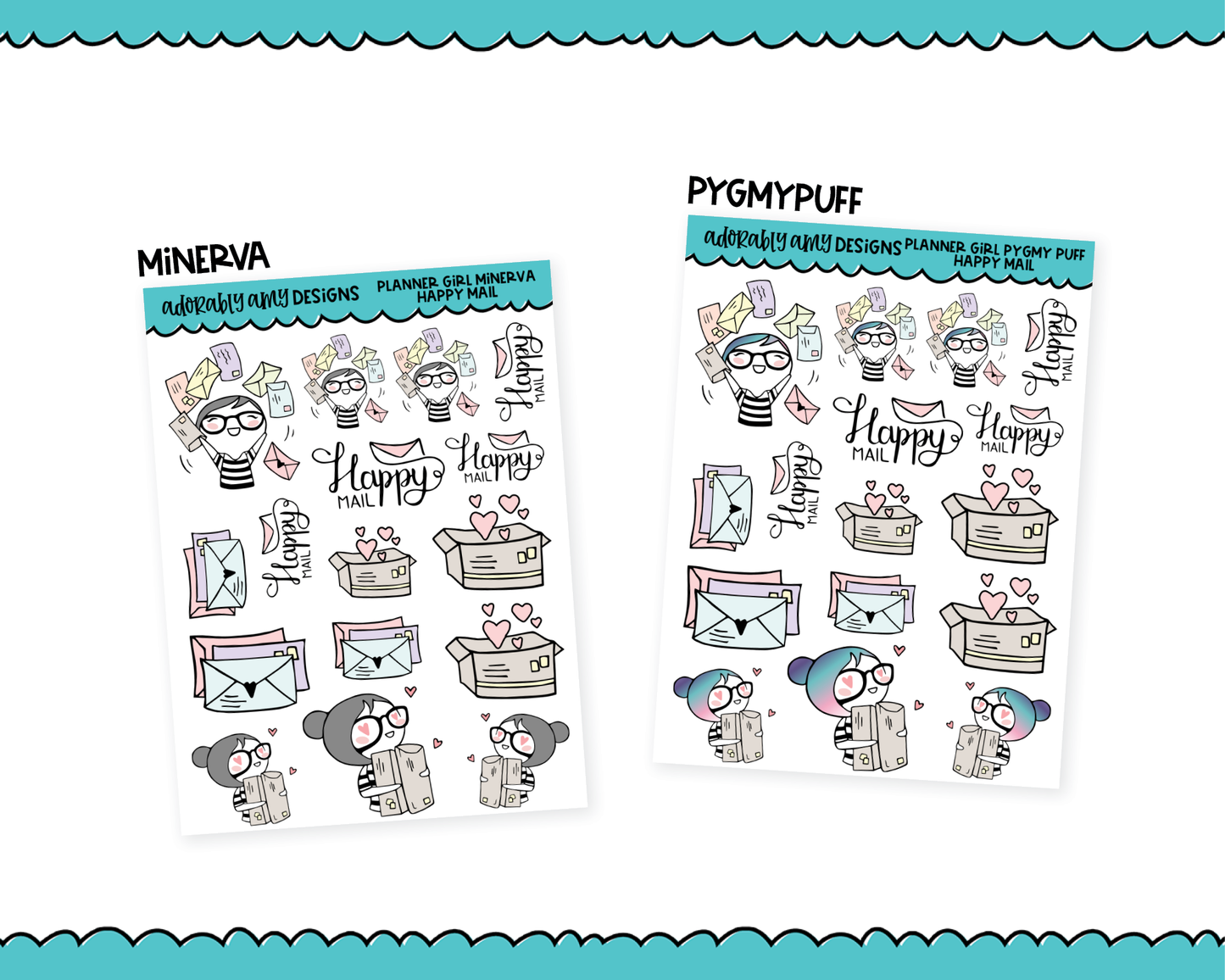 Doodled Planner Girls Character Stickers Happy Mail Decoration Planner Stickers for any Planner or Insert