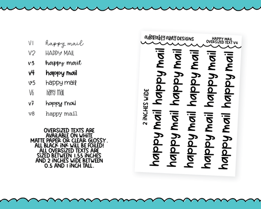 Foiled Oversized Text - Happy Mail Large Text Planner Stickers