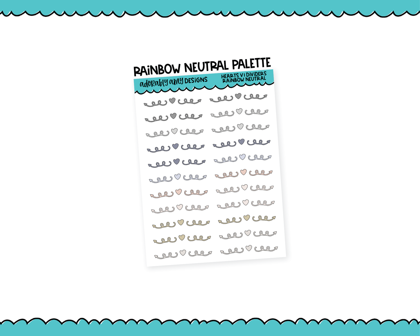 Rainbow Hearts V1 Headers or Dividers for Any Planner or Insert