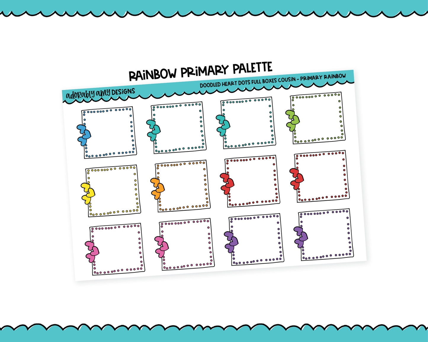Hobo Cousin Rainbow Doodle Heart Dots Full Box Planner Stickers for Hobo Cousin or any Planner or Insert
