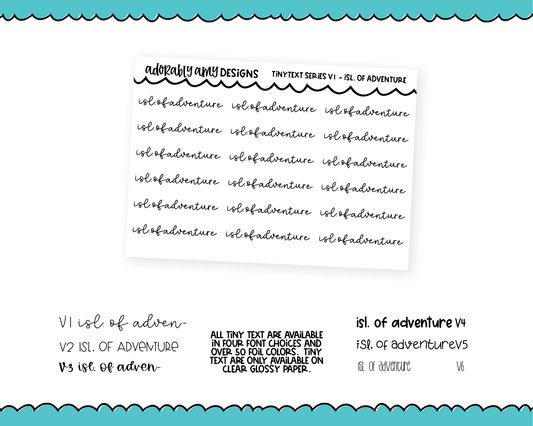 Foiled Tiny Text Series - Isl of Adventure Checklist Size Planner Stickers for any Planner or Insert