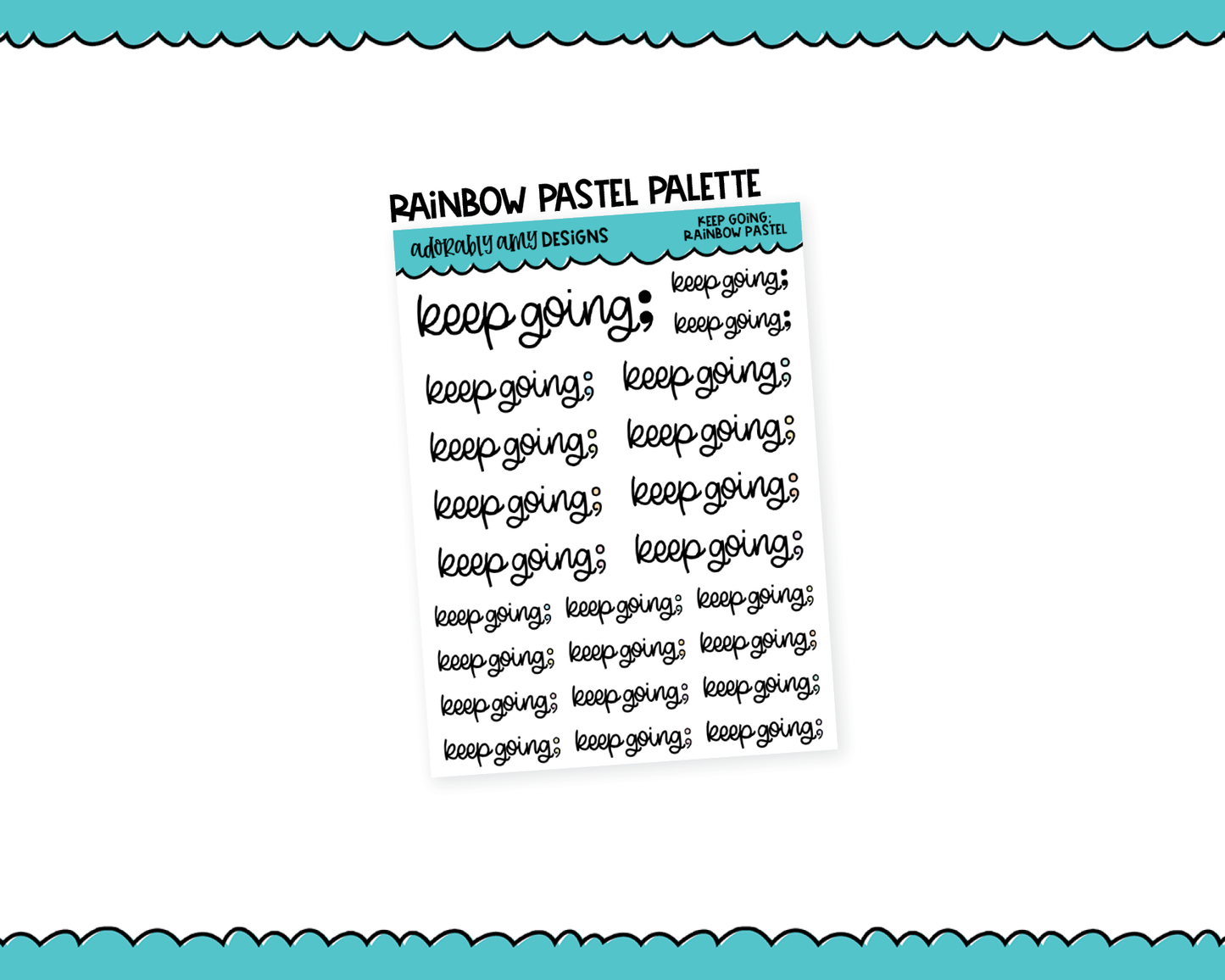 Rainbow or Black Keep Going; Inspirational Typography Planner Stickers for any Planner or Insert