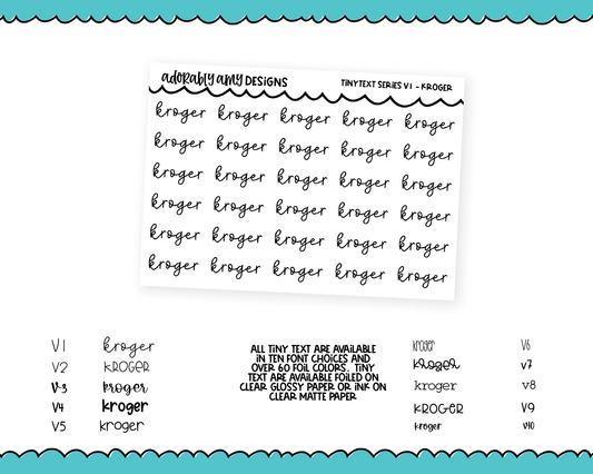 Foiled Tiny Text Series - Kroger Checklist Size Planner Stickers for any Planner or Insert