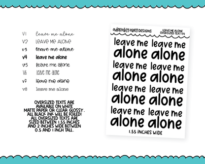 Foiled Oversized Text - Leave Me Alone Large Text Planner Stickers
