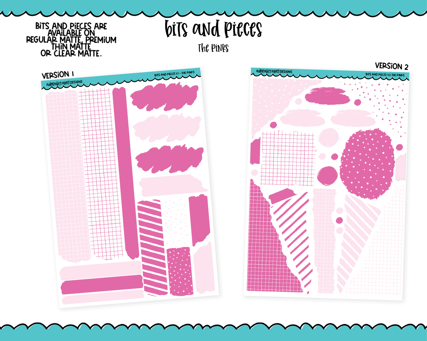 Bits & Pieces V1 & V2- Fun Kit Addons for Any Planner in 13 different Color Schemes
