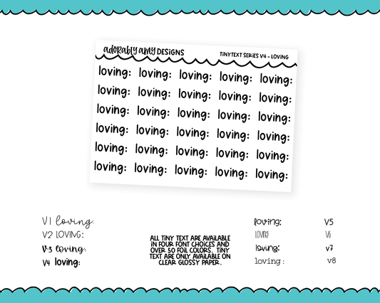 Foiled Tiny Text Series - Loving Checklist Size Planner Stickers for any Planner or Insert