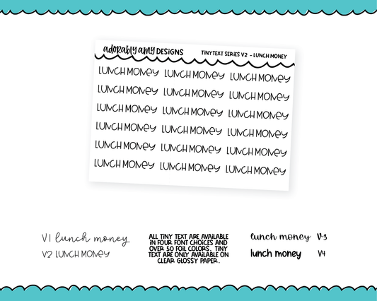 Foiled Tiny Text Series - Lunch Money Checklist Size Planner Stickers for any Planner or Insert
