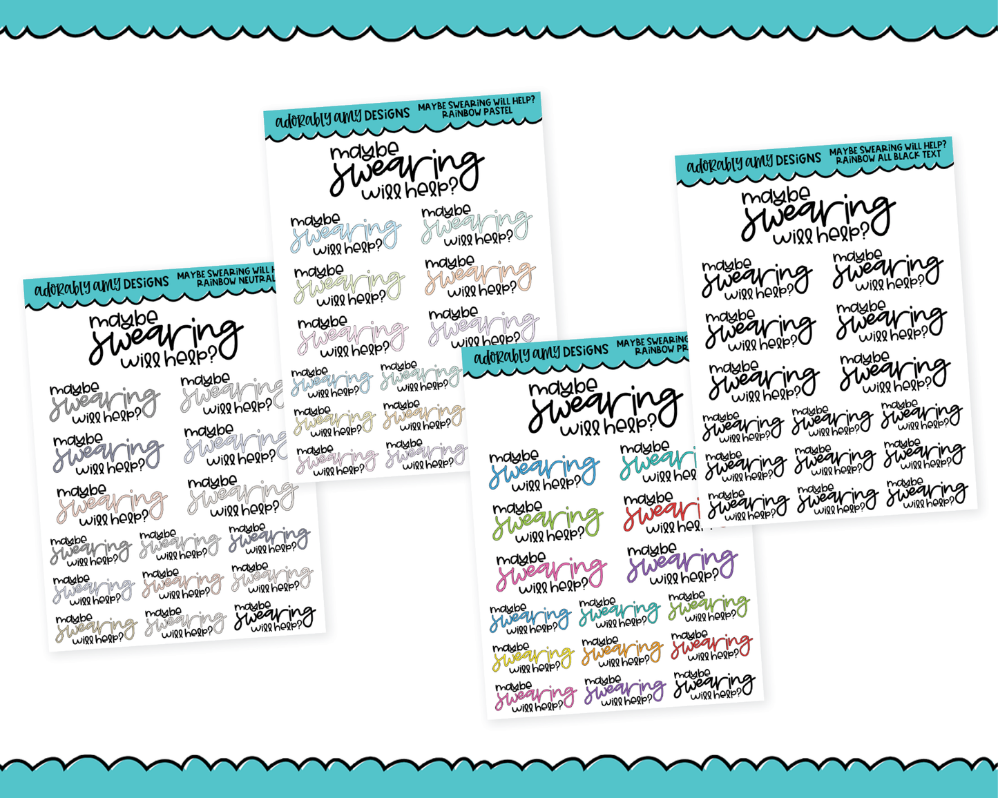 Rainbow or Black Maybe Swearing Will Help Snarky Typography Planner Stickers for any Planner or Insert