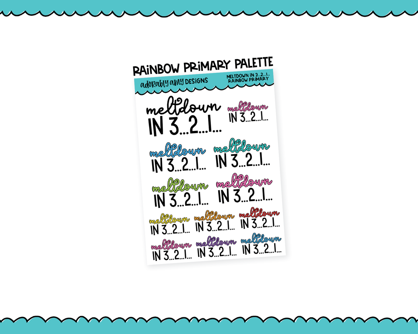Rainbow or Black Meltdown in 321... Snarky Typography Planner Stickers for any Planner or Insert