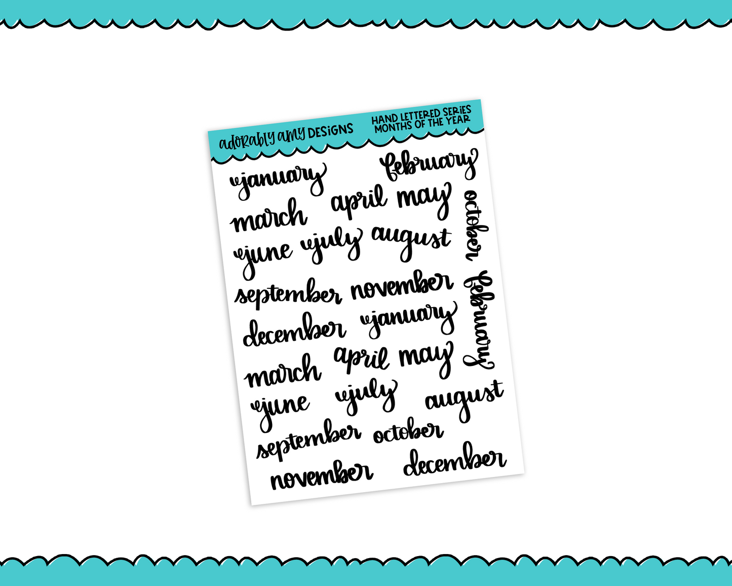 Hand Lettered Months of the Year Planner Stickers for any Planner or Insert - Adorably Amy Designs
