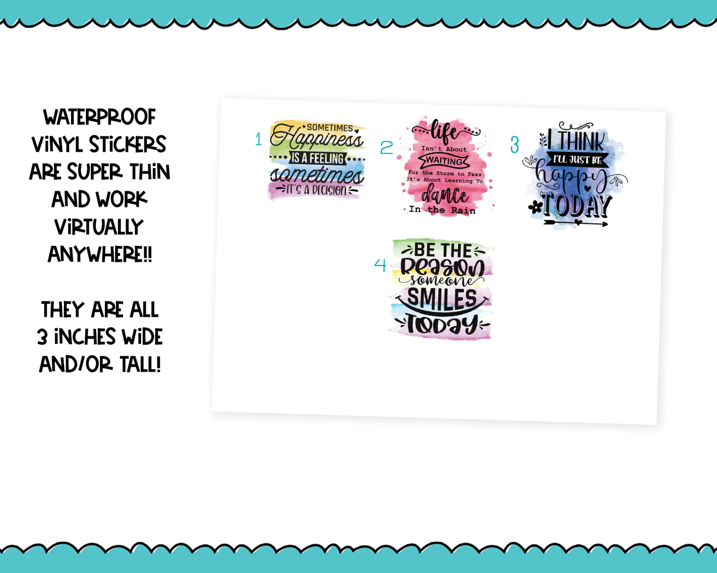 Waterproof Vinyl Large Diecut Stickers - Motivational Quotes