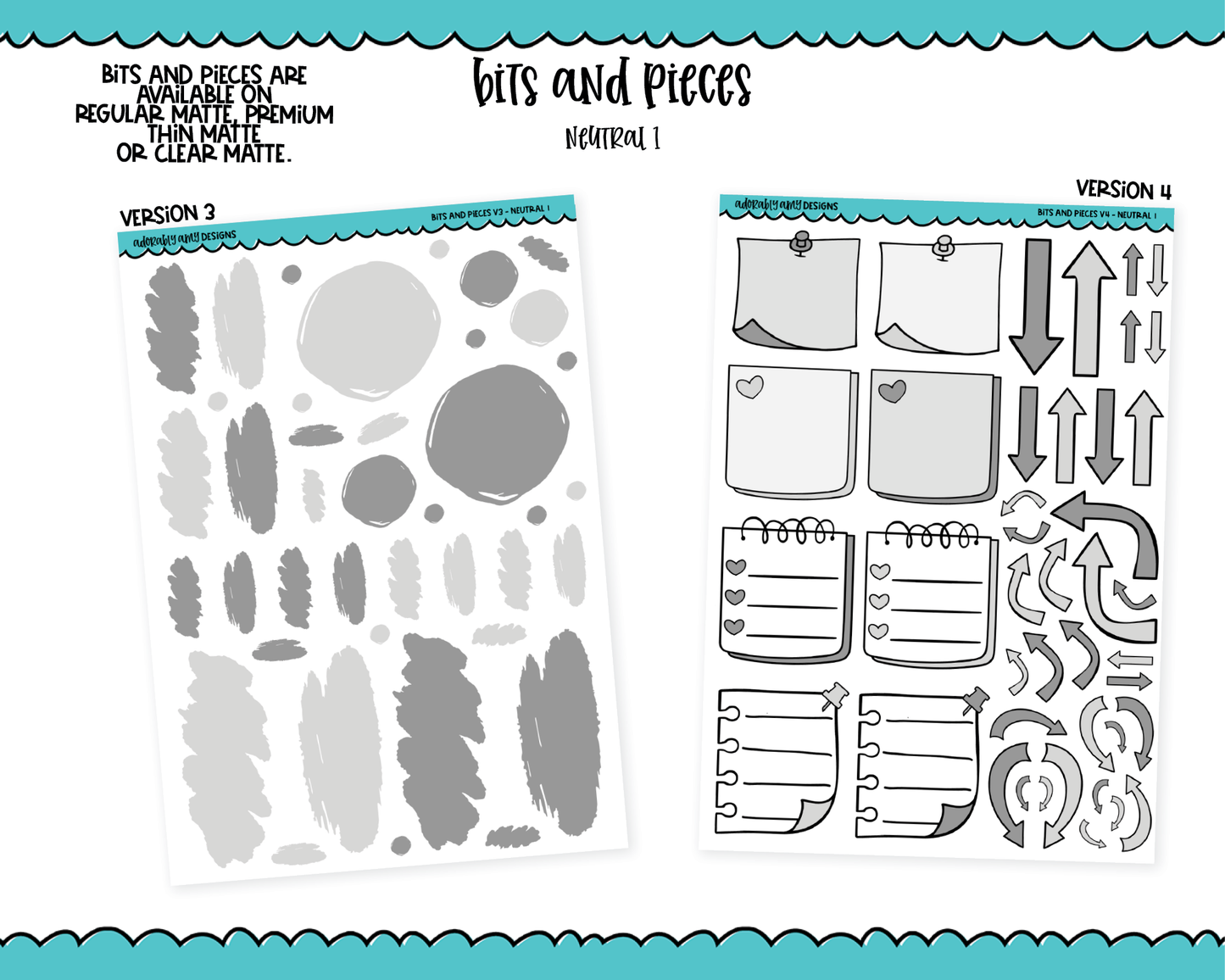Bits & Pieces V3 & V4- Fun Kit Addons for Any Planner in 13 different Color Schemes