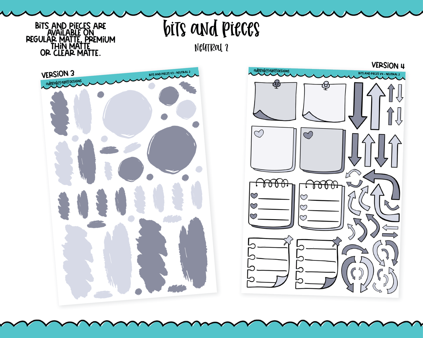 Bits & Pieces V3 & V4- Fun Kit Addons for Any Planner in 13 different Color Schemes