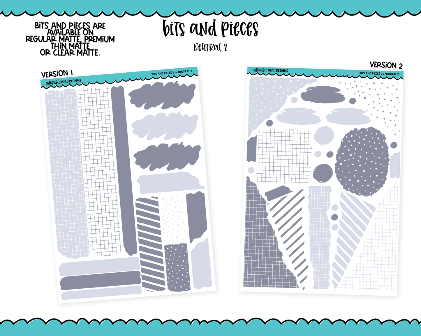 Bits & Pieces V1 & V2- Fun Kit Addons for Any Planner in 13 different Color Schemes