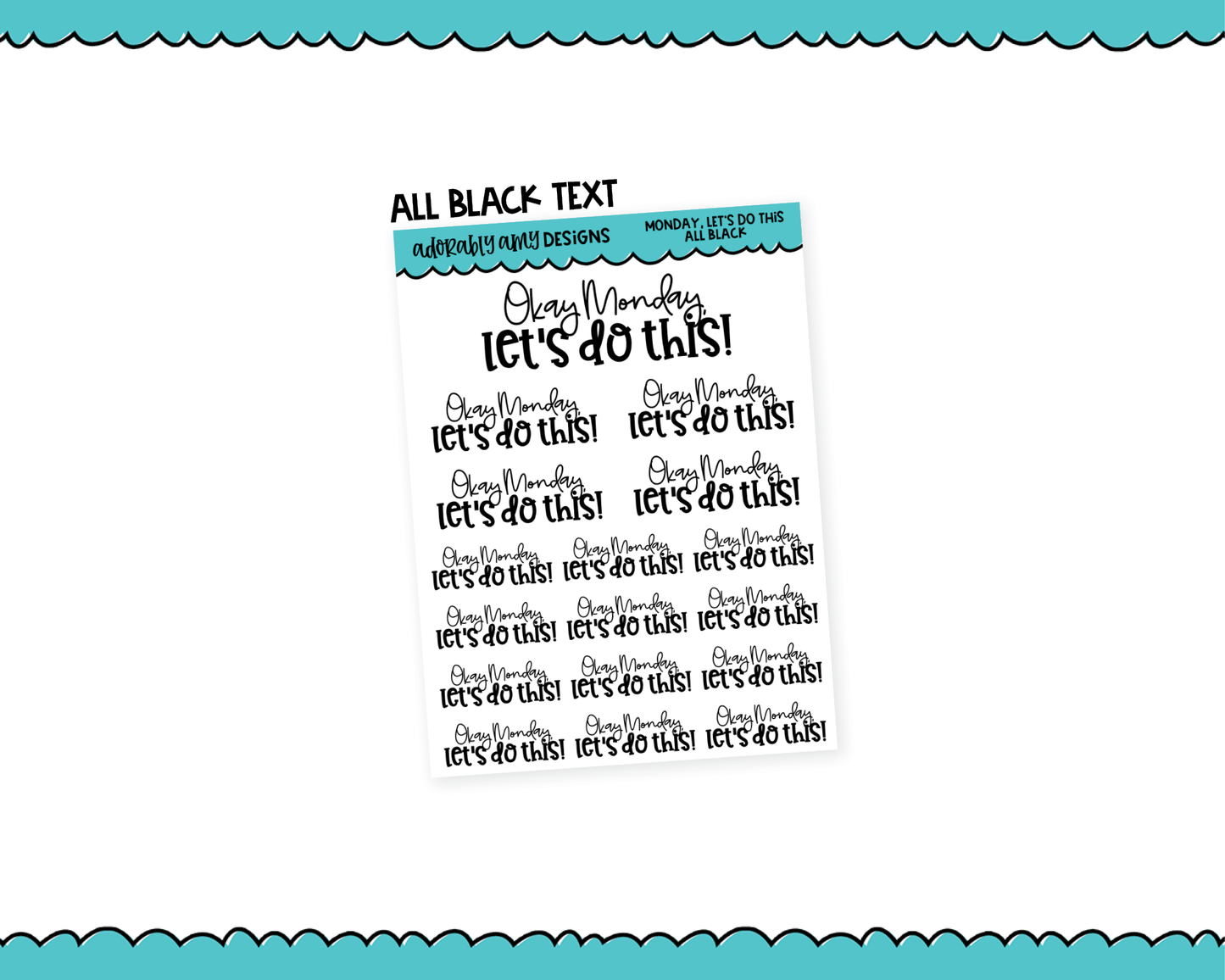 Rainbow or Black Okay Monday, Let's Do This Typography Planner Stickers for any Planner or Insert