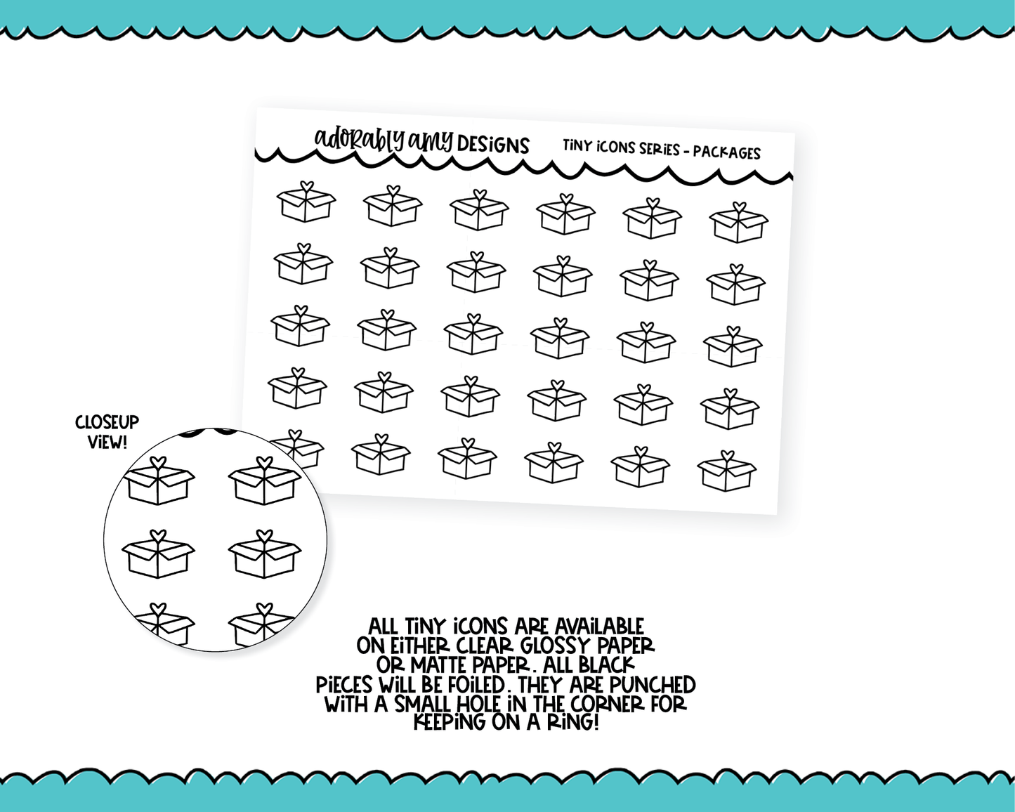 Foiled Tiny Icon Series - Shipping Packages Tiny Size Planner Stickers for any Planner or Insert