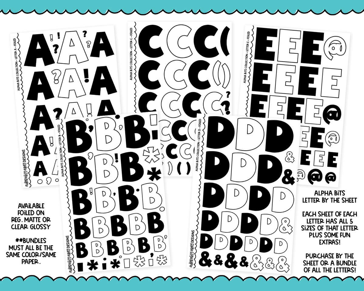 Foiled Alpha Bits V1 Letter Stickers Grouped by Letter Typography Planner  Stickers for any Planner or Insert