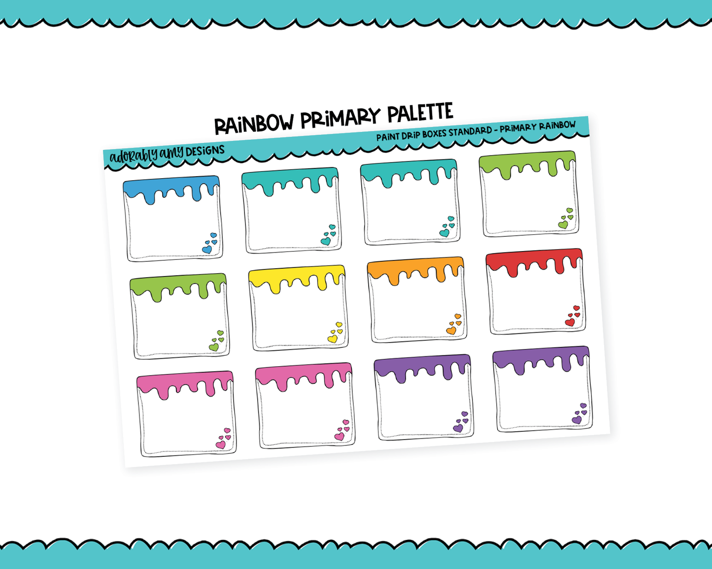 Rainbow Paint Drip Boxes Standard Stickers for any Planner or Insert