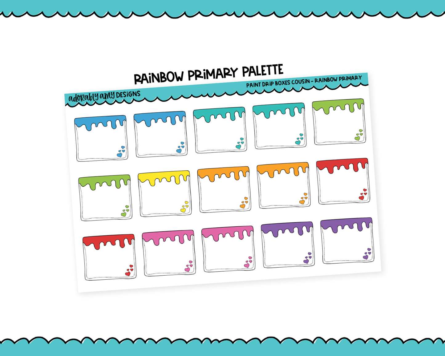 Hobo Cousin Paint Drip Boxes Planner Stickers for Hobo Cousin or any Planner or Insert