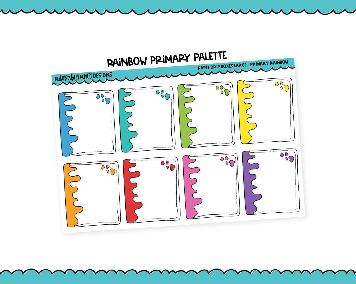 Rainbow Paint Drip Boxes Large/Jumbo Stickers for any Planner or Insert