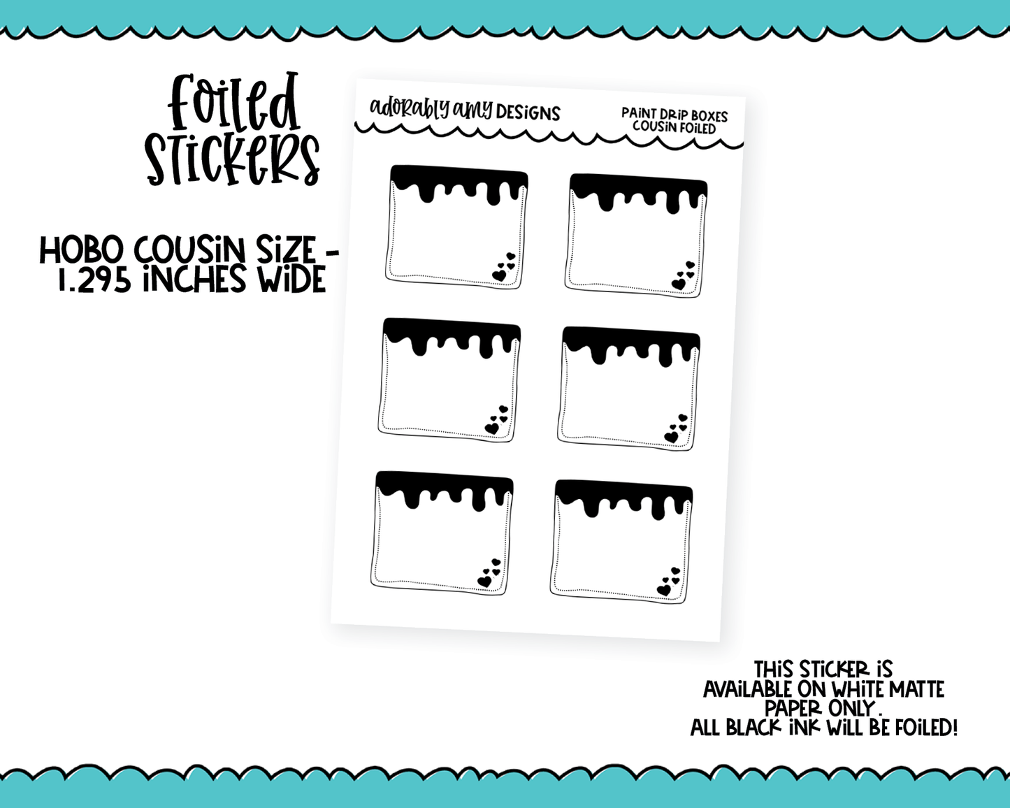 Foiled Hobo Cousin Paint Drop Boxes Planner Stickers for Hobo Cousin or any Planner or Insert