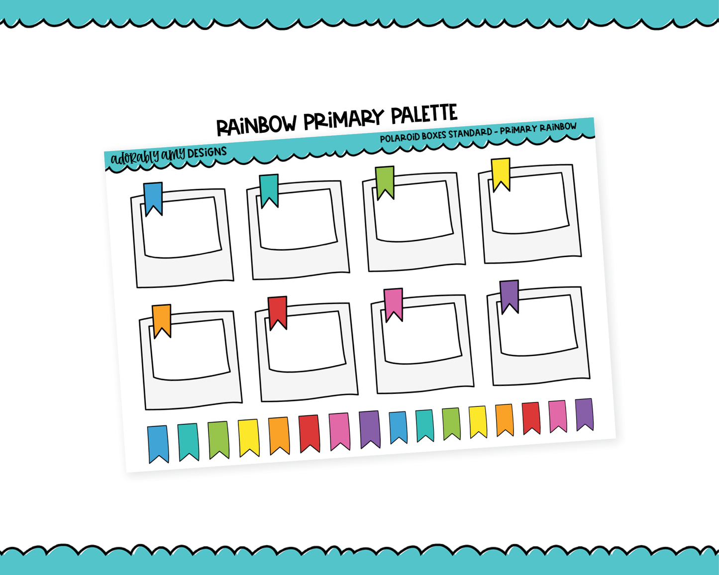 Rainbow Polaroid Boxes Standard Stickers for any Planner or Insert