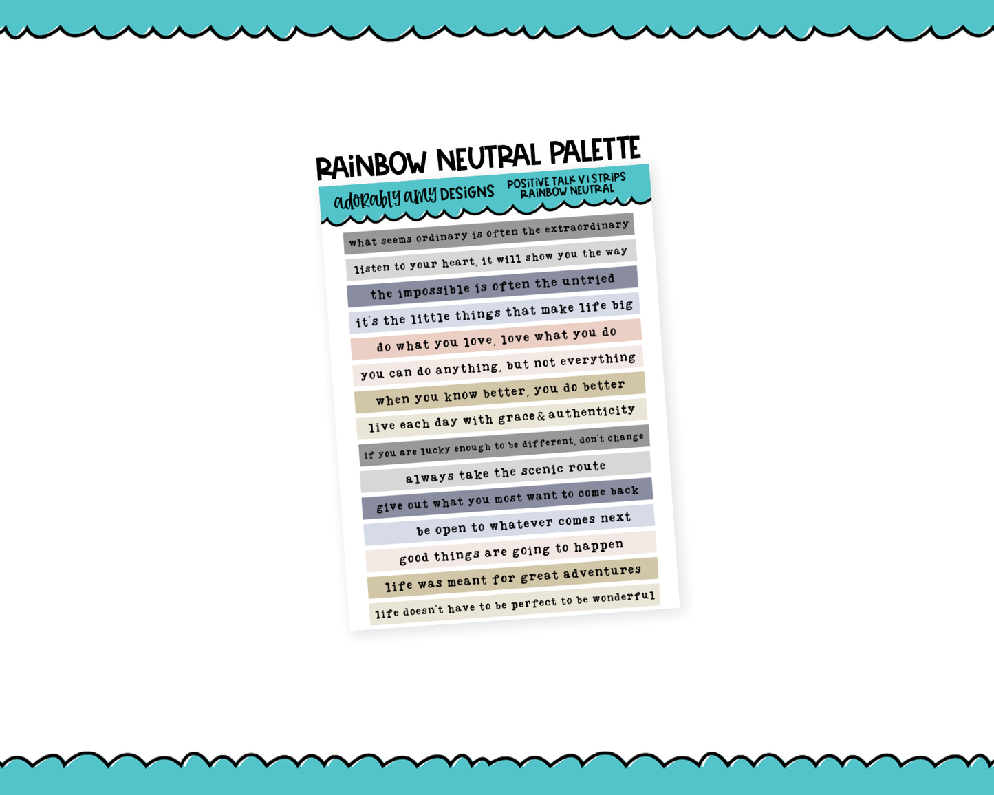 Rainbow, Black or White Quote Strips - Positive Talk V1