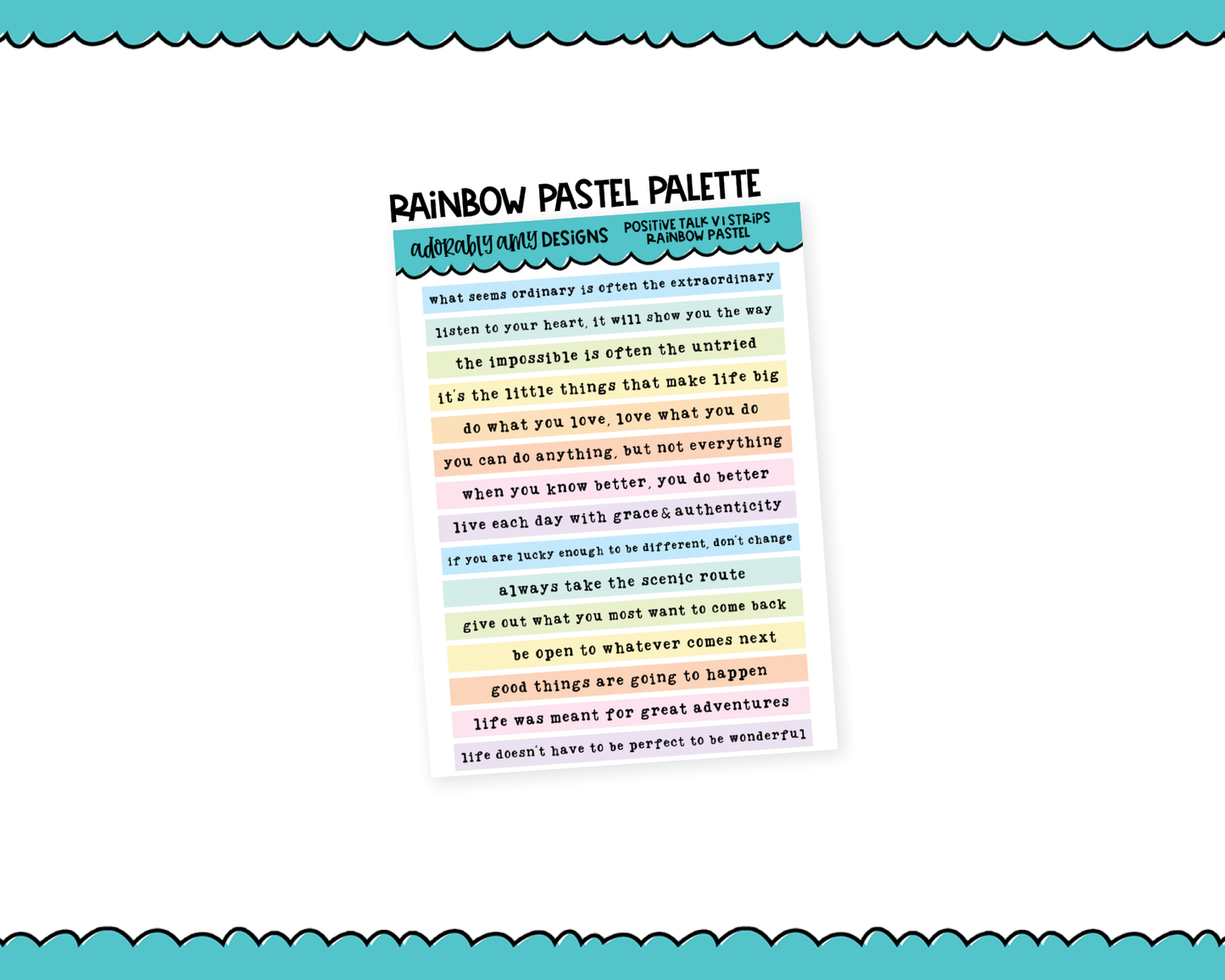 Rainbow, Black or White Quote Strips - Positive Talk V1