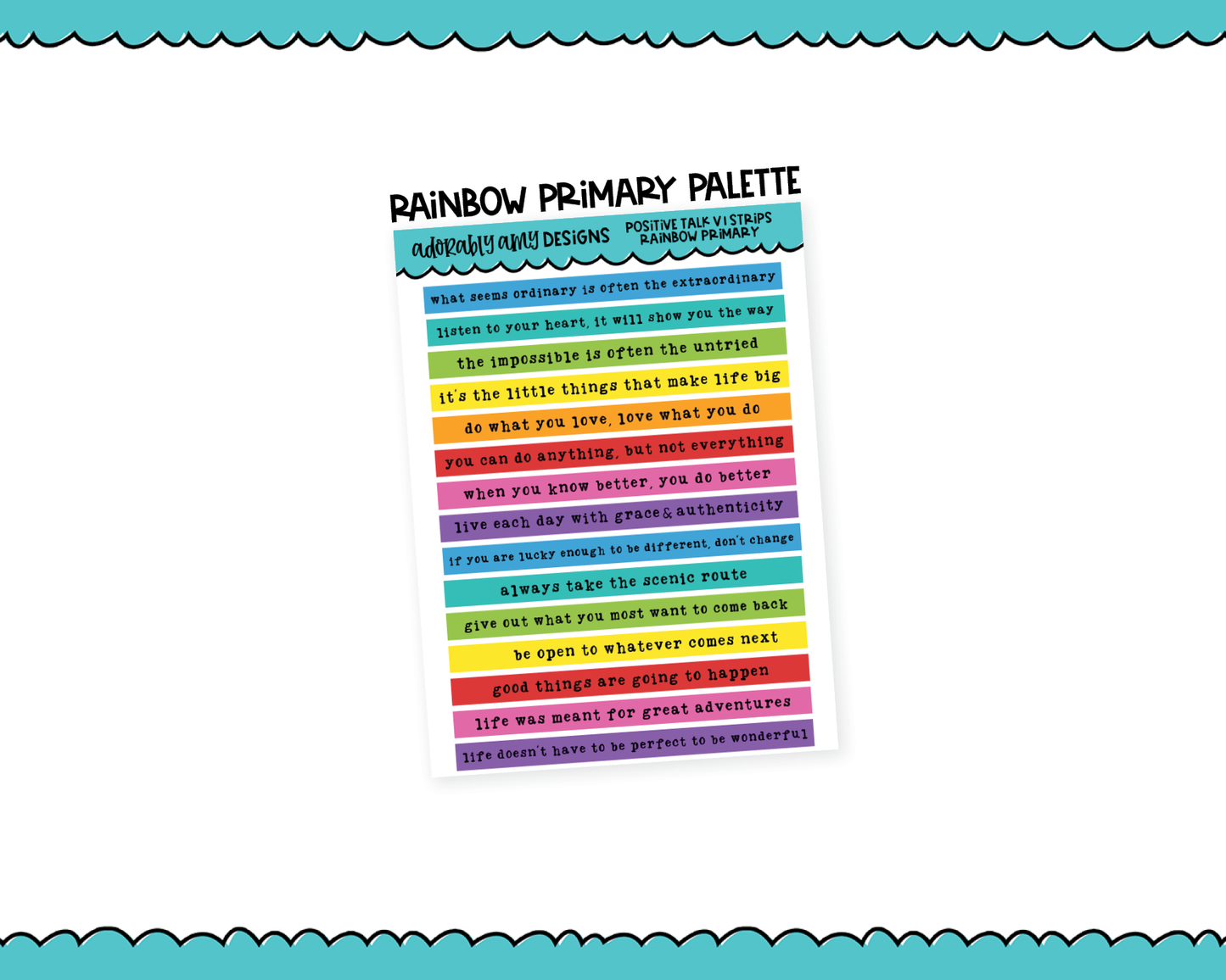 Rainbow, Black or White Quote Strips - Positive Talk V1