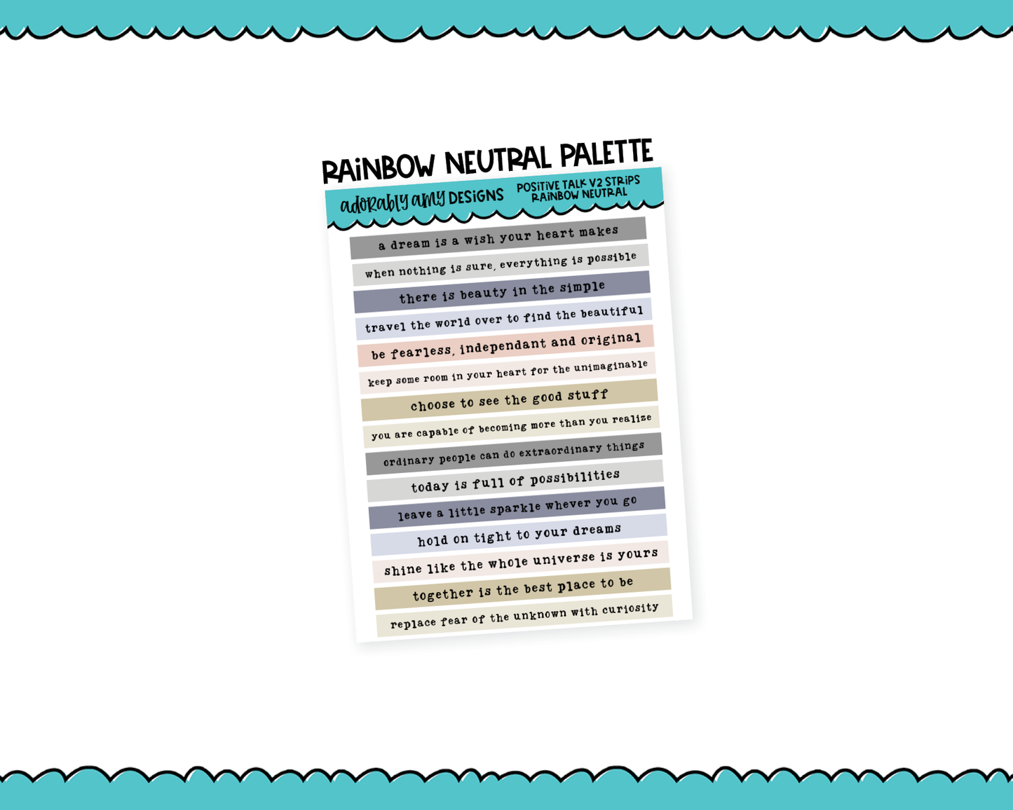 Rainbow, Black or White Quote Strips - Positive Talk V2