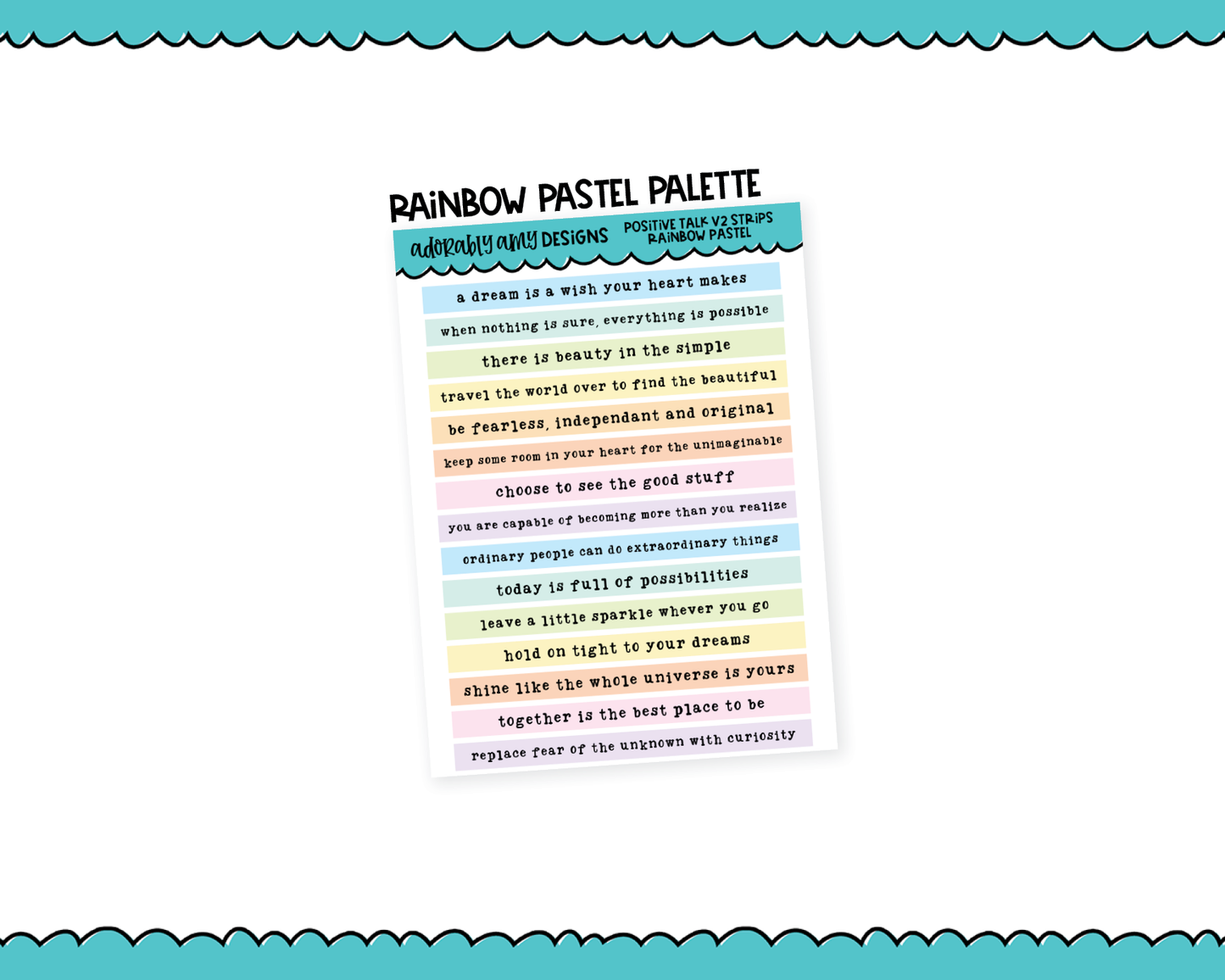 Rainbow, Black or White Quote Strips - Positive Talk V2