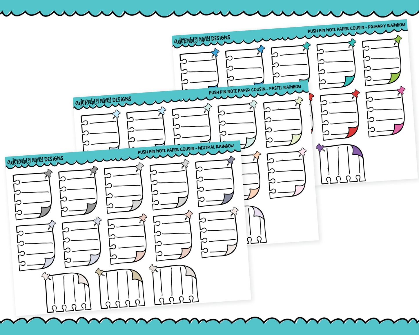 Hobo Cousin Rainbow Push Pin Note Planner Boxes Planner Stickers for Hobo Cousin or any Planner or Insert