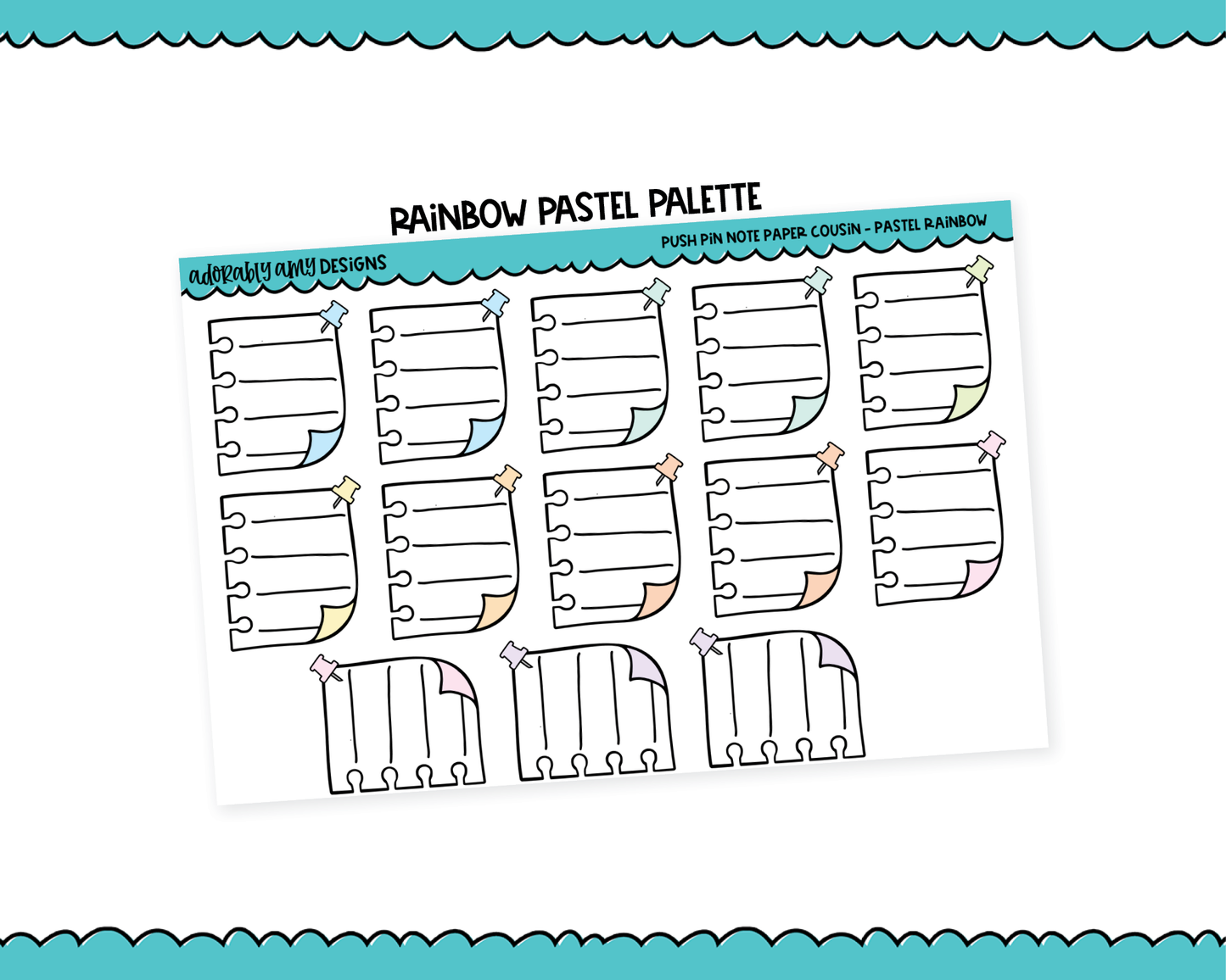 Hobo Cousin Rainbow Push Pin Note Planner Boxes Planner Stickers for Hobo Cousin or any Planner or Insert