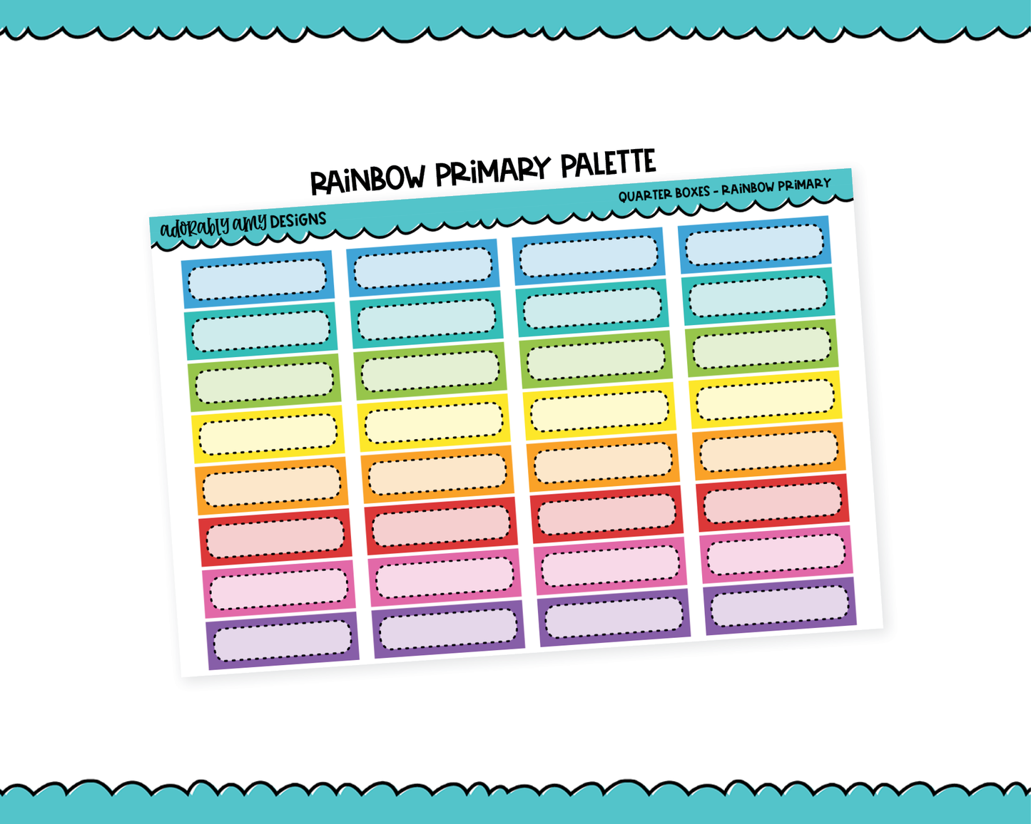 Rainbow Quarter Box Reminder Planner Stickers for any Planner or Insert - Adorably Amy Designs