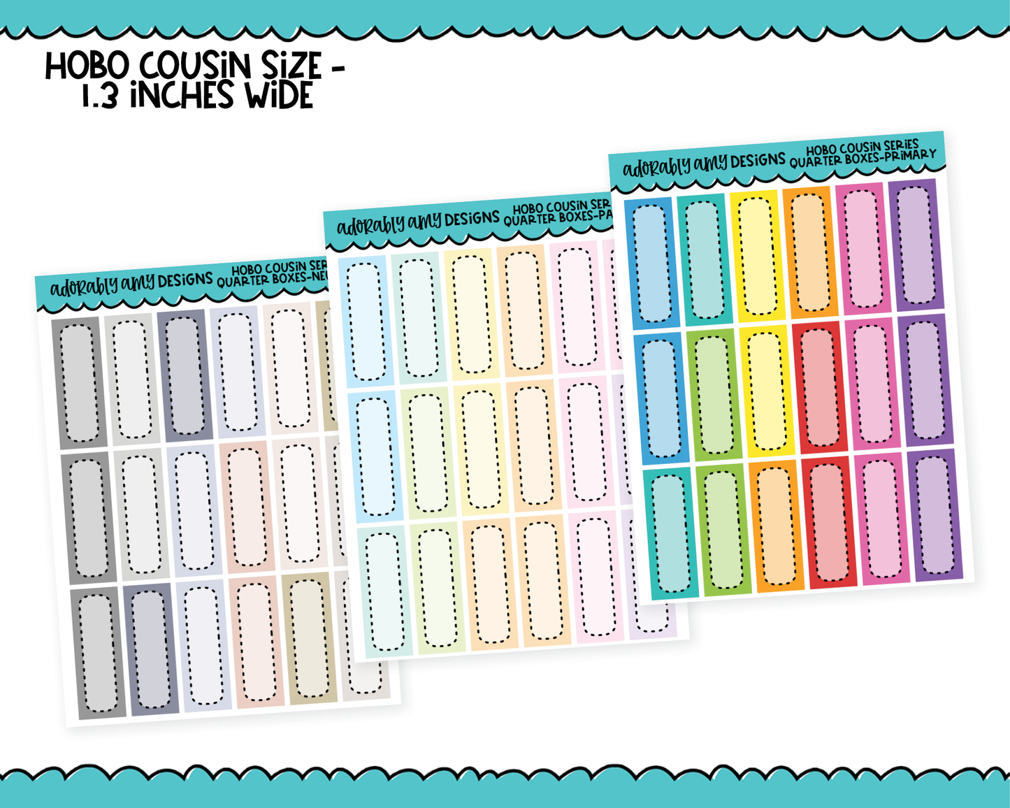 Hobo Cousin Rainbow Plain Quarter Box Planner Stickers for Hobo Cousin or any Planner or Insert