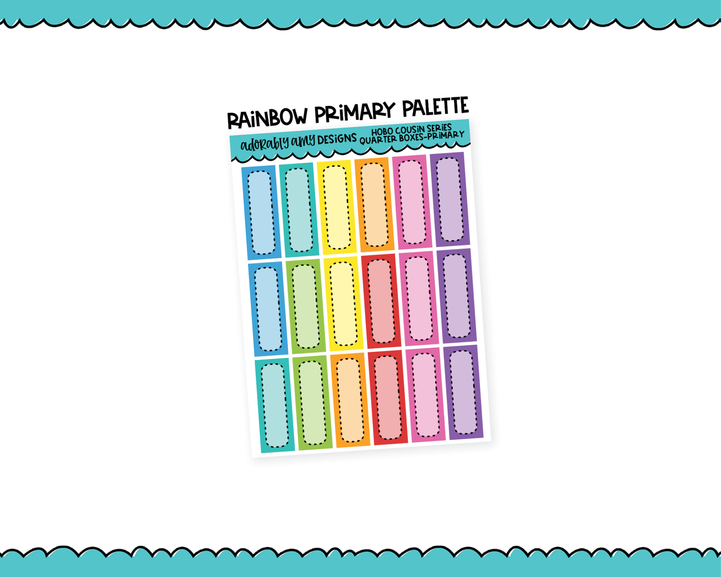 Hobo Cousin Rainbow Plain Quarter Box Planner Stickers for Hobo Cousin or any Planner or Insert
