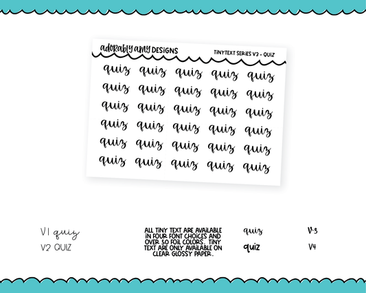 Foiled Tiny Text Series - Quiz Checklist Size Planner Stickers for any Planner or Insert