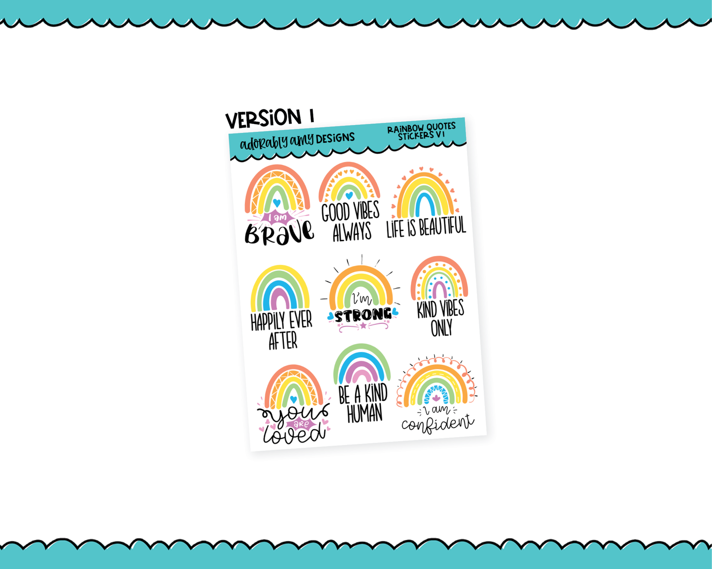 Rainbow Motivational Two Versions Quote Sampler Planner Stickers for any Planner or Insert