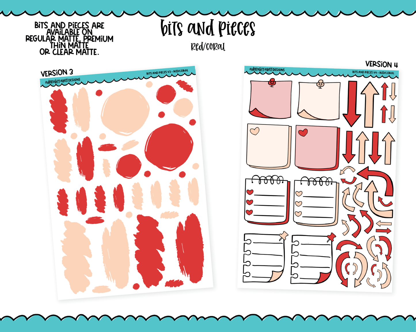 Bits & Pieces V3 & V4- Fun Kit Addons for Any Planner in 13 different Color Schemes